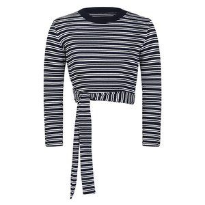 JONATHAN SIMKHAI STRIPE WRAP LONG SLEEVE TEE, sz S